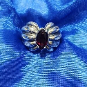 GARNET STERLING SILVER 925 RING vintage SZ 7